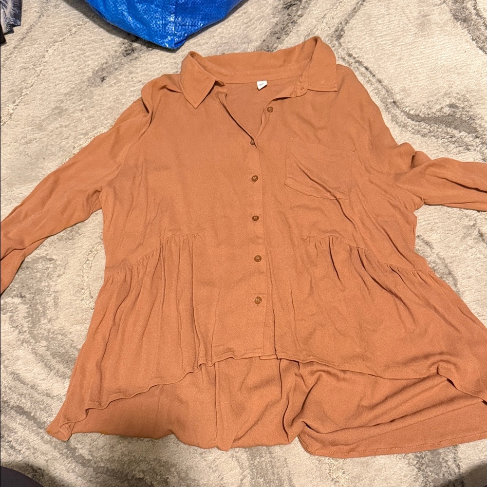 BP Women's Tan Button-Down Shirt